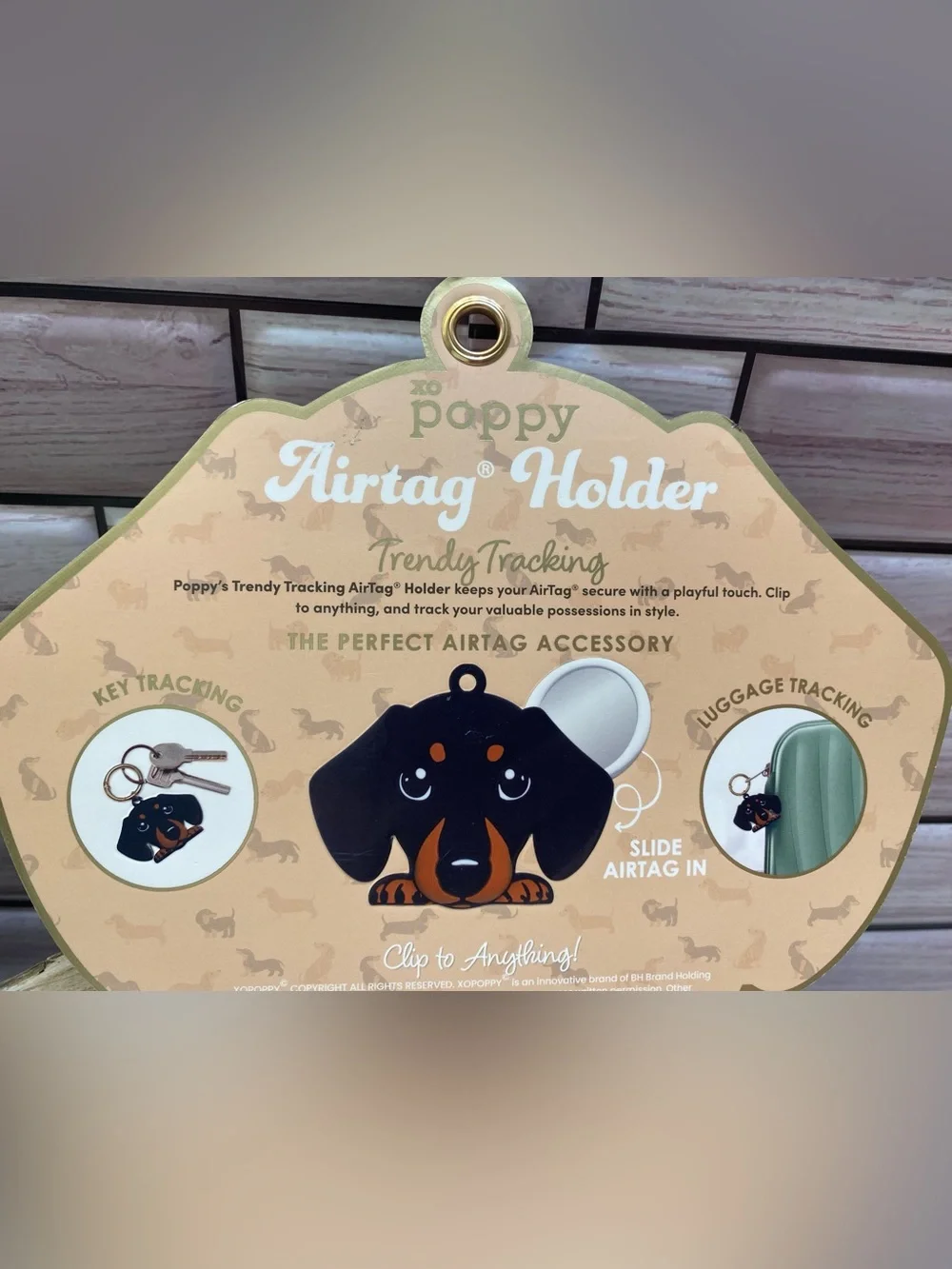 XO Poppy ❤️(1)  Miniature Dachshund AirTag Holder Clip Keychain Apple  New